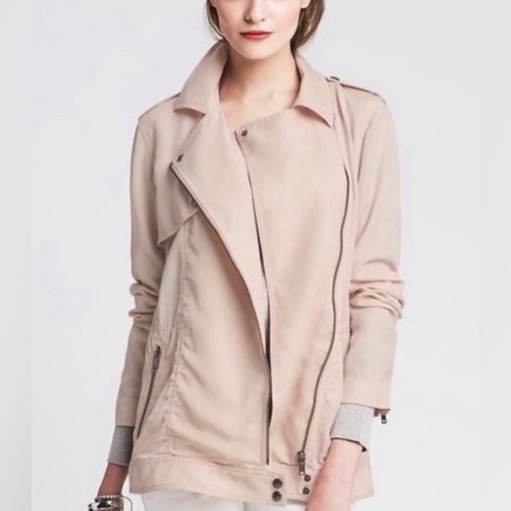 Banana Republic BR Blush Pink Moto Jacket Size M Tall